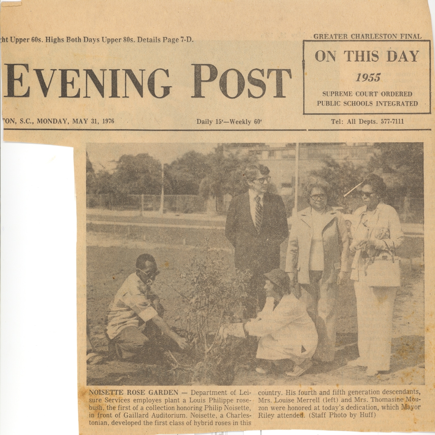 1976 Rose garden dedication article